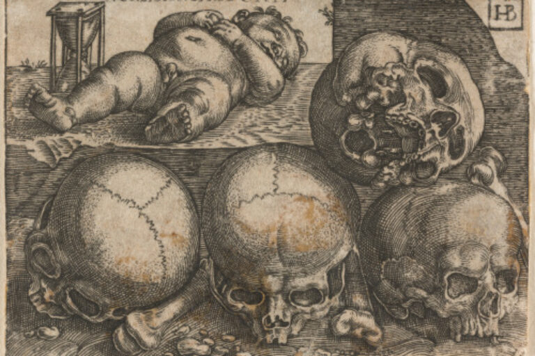 SLEEPING CHILD WITH FOUR SKULLS