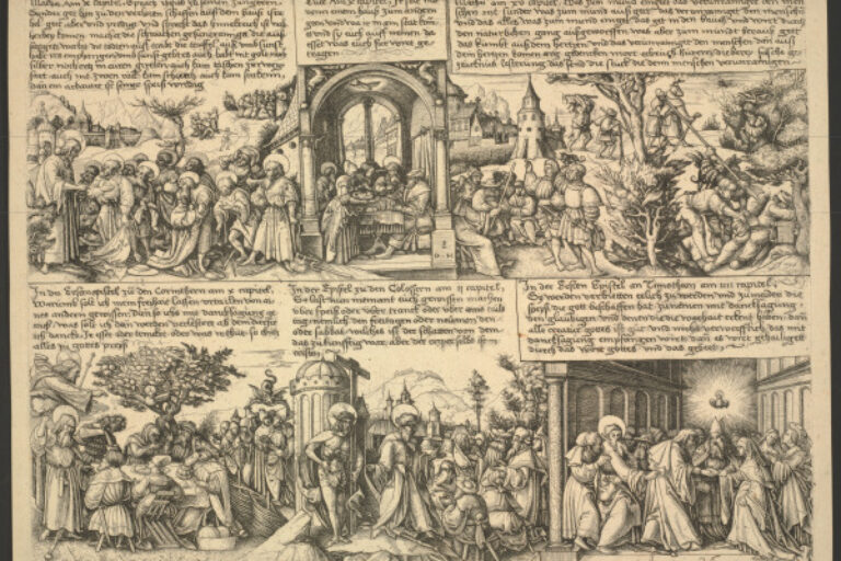 SIX SCENES ILLUSTRATING VARIOUS BIBLE PASSAGES, INCLUDING CHRIST INSTRUCTING HIS APOSTLES AND SAINT PAUL PREACHING
