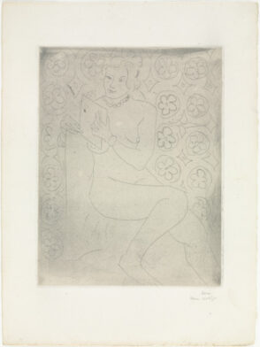 Figure Reading, Mashrabiya Background