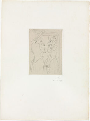 Girl in Hat before Mirror