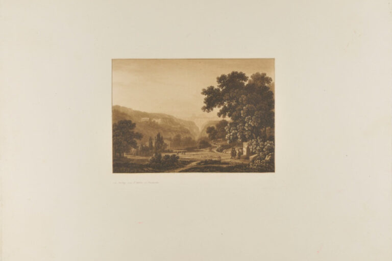 LANDSCAPE WITH MOUNTAINS IN DISTANCE, AND LARGE TREE AT RIGHT
