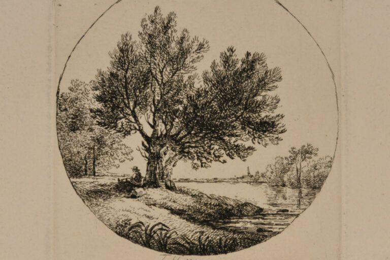 LANDSCAPE WITH TREE BY A RIVER