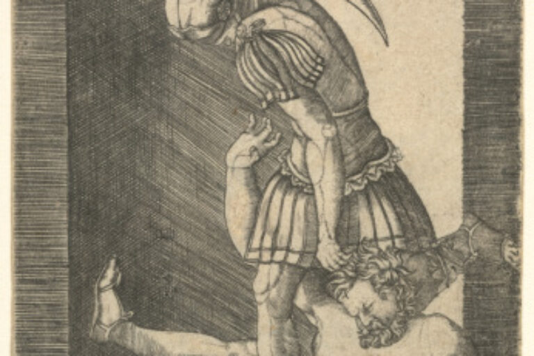 ROMAN SOLDIER TRYING TO DECAPITATE A NUDE MAN
