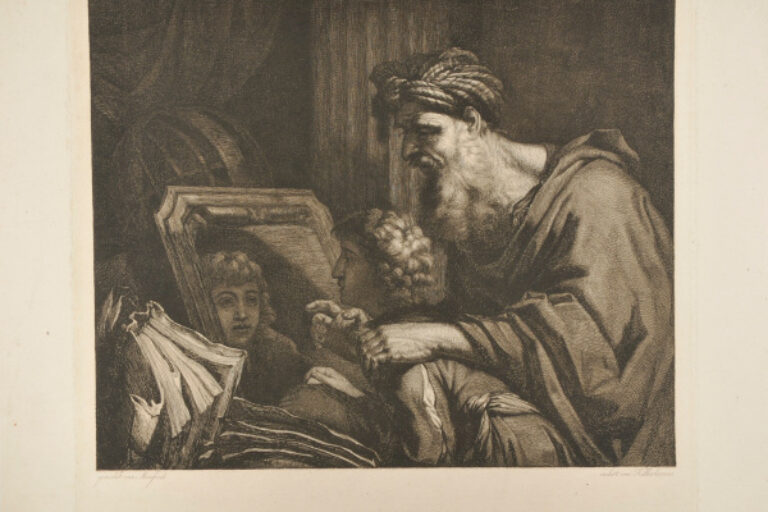 OLD PHILOSOPHER WITH A YOUNG MAN AT A MIRROR