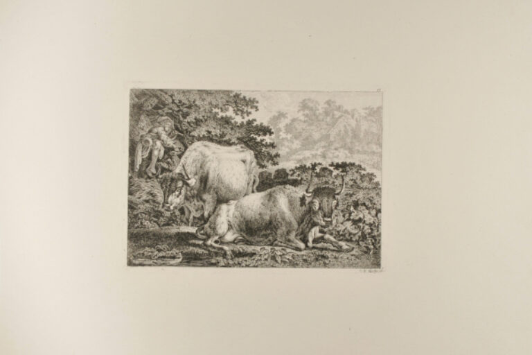FLUTE-PLAYING SHEPHERD BOY WITH TWO COWS