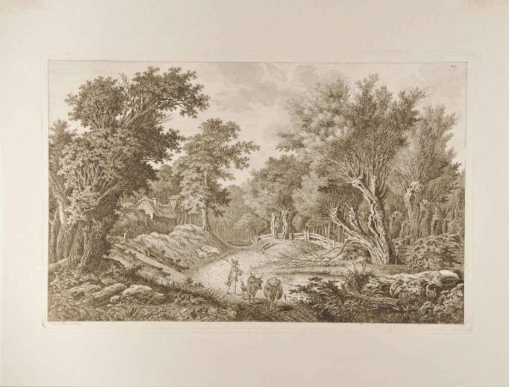 Two Cows and a Farmer on a Road, near Krug in Tegel, Three Miles from Berlin