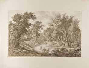 Two Cows and a Farmer on a Road, near Krug in Tegel, Three Miles from Berlin