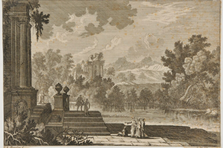 LANDSCAPE WITH CLASSICAL BUILDINGS BY A RIVER