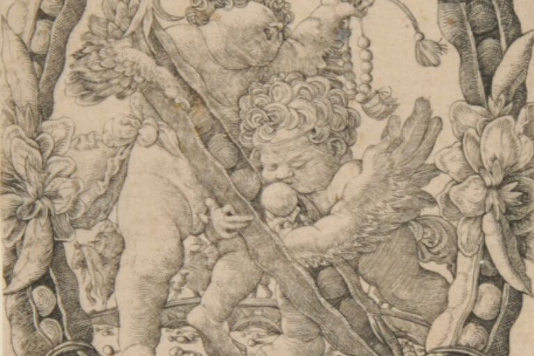TWO PUTTI WITH PEAPODS