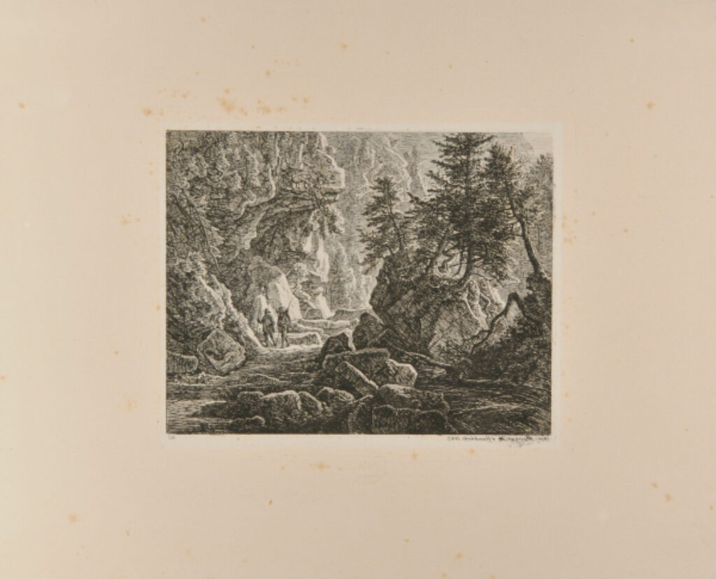 Two Tyroleans Walking Along a Path in a Ravine