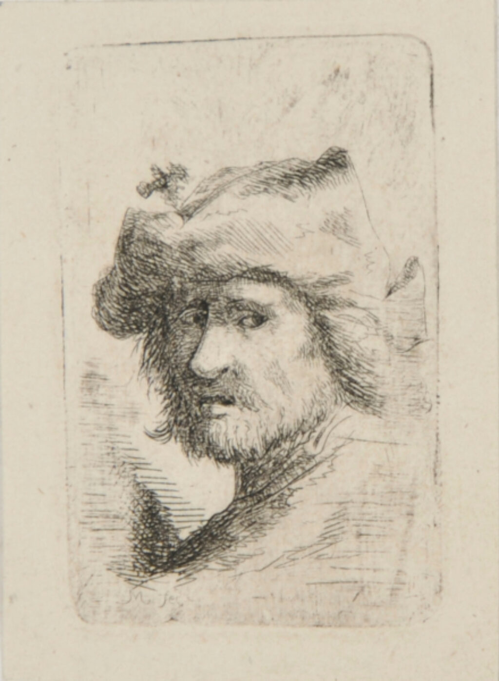 Head of a Man with Short Beard, Wearing a Cap