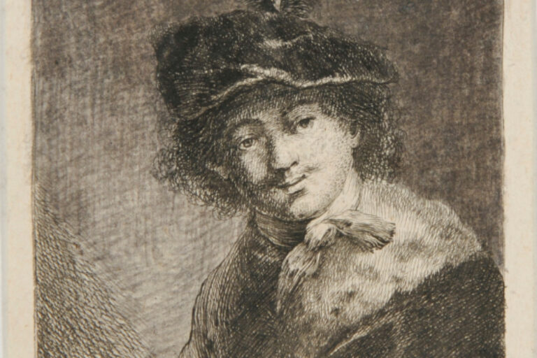 BUST OF A YOUNG MAN, WEARING CAP WITH TWO FEATHERS