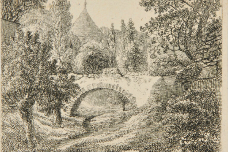LANDSCAPE WITH STONE BRIDGE OVER BROOK