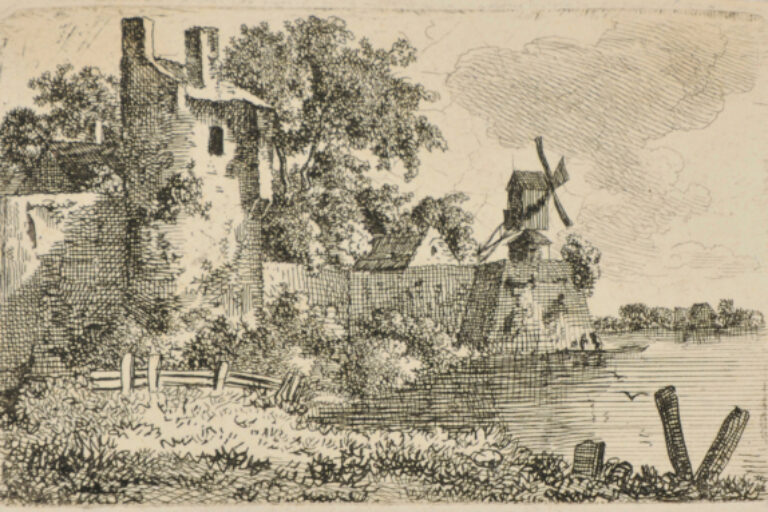 LANDSCAPE WITH WINDMILL BY A RIVER