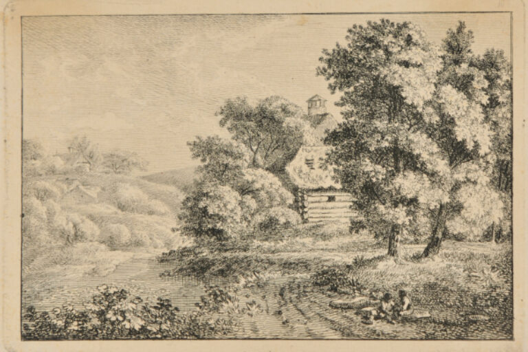 LANDSCAPE WITH LOG CABIN