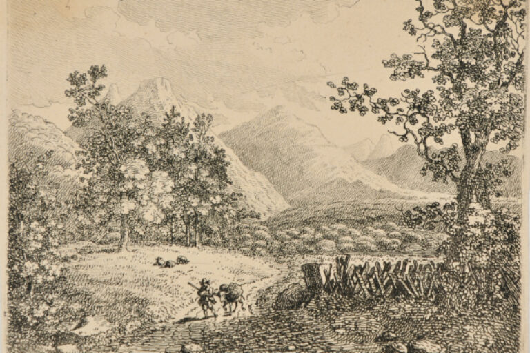 SWISS LANDSCAPE WITH PACK MULE DROVER