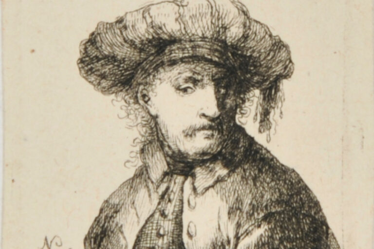 BUST OF A MAN WEARING A FLAT CAP, TURNED TO THE RIGHT