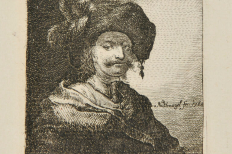 BUST OF A MAN IN A CLOAK WITH FEATHER IN HIS HAT