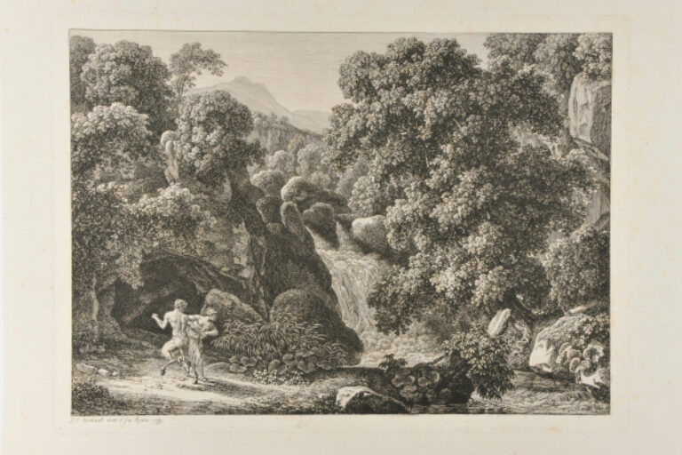CLASSICAL LANDSCAPE WITH SATYR AND NYMPH