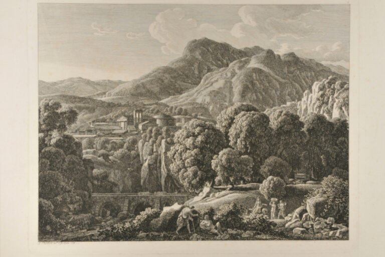 CLASSICAL LANDSCAPE WITH A CITY AND BRIDGE
