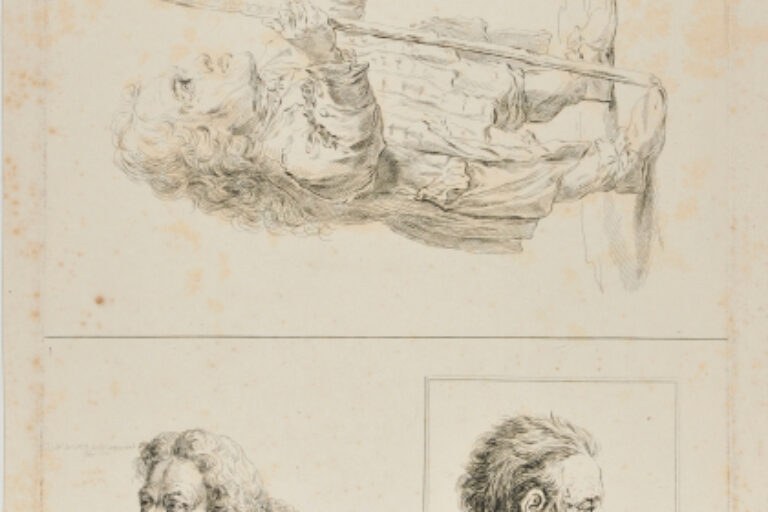 SHEET WITH THREE IMAGES: MARK PETERMAN VON VESTEN VILLE; HEAD OF A MAN WITH LONG CURLY HAIR; AND HEAD OF AN OLD MAN WITH BEARD