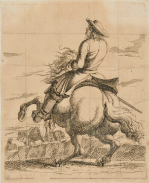 Man Mounted on Rearing Horse, Seen from Back