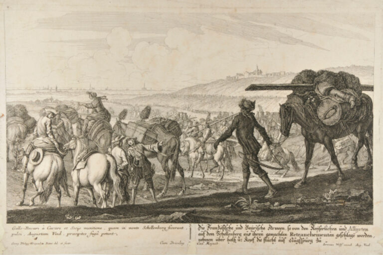 THE FRENCH AND BAVARIAN ARMIES RETREATING FROM AUGSBURG AFTER THEIR DEFEAT ON THE SCHELLENBERG