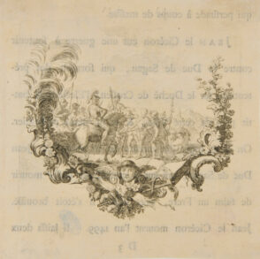 Vignette with Soldiers on Horseback in Foreground at Left