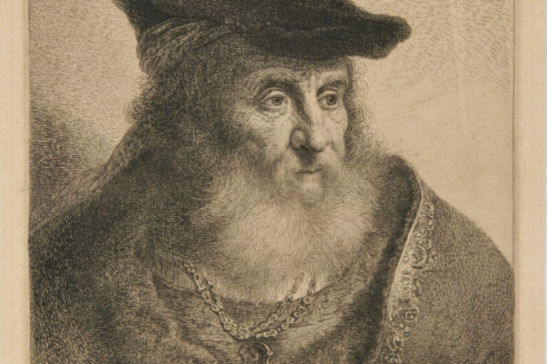 OLD MAN WITH BEARD, WEARING A FLAT CAP AND CHAIN