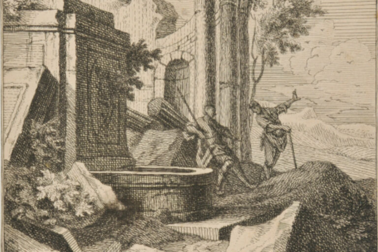 RUINS OF A TEMPLE, WITH TWO MALE FIGURES