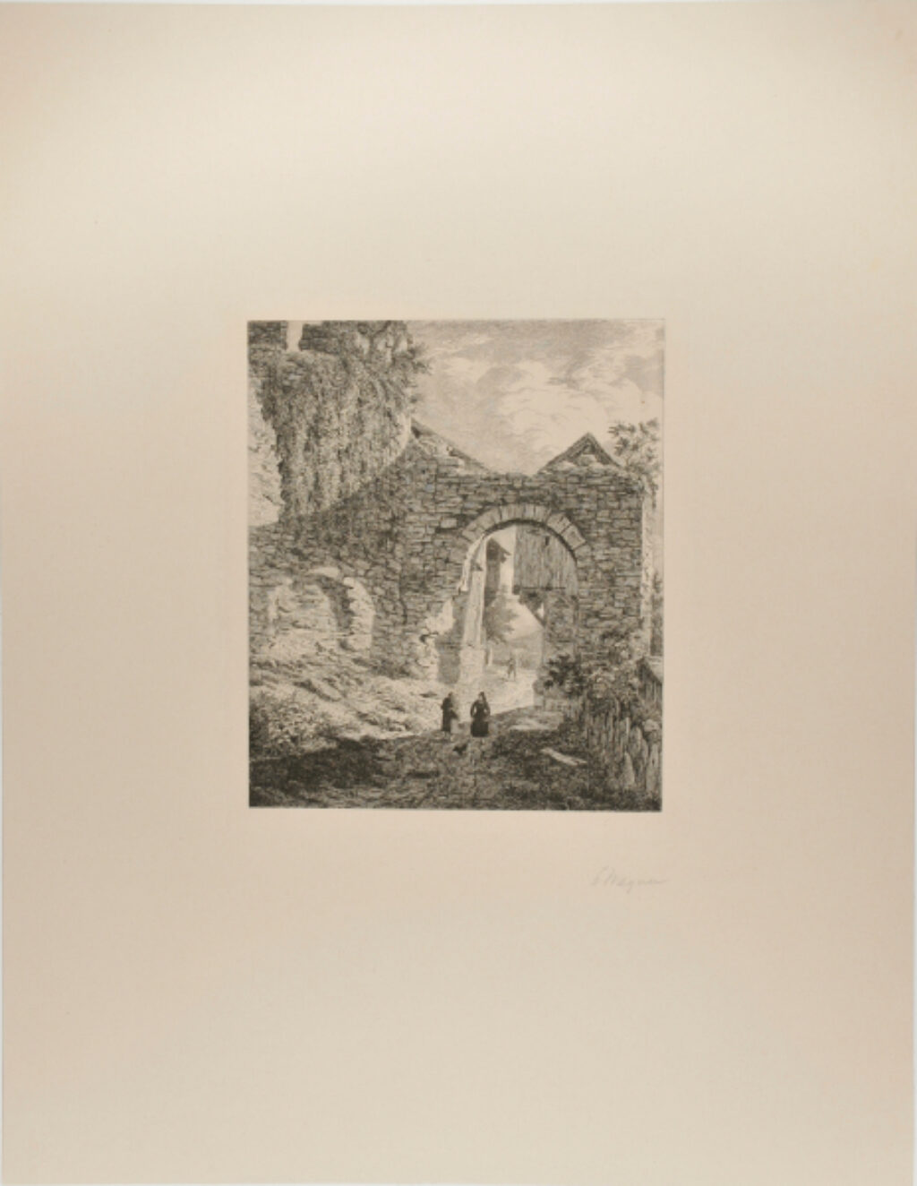 Old Gate with Two Wooden Huts (Ruins of Henneberg Castle)