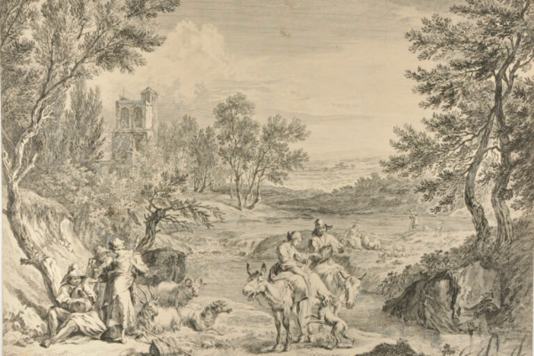 LANDSCAPE WITH FIGURES AND BAGPIPER