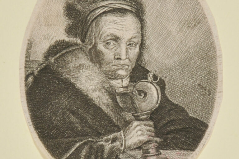 OLD WOMAN WITH A FUR BONNET AND COLLAR