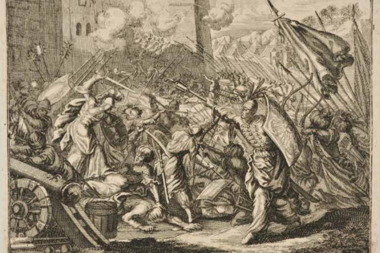 SOLDIERS ATTACKING A FORTIFIED TOWN