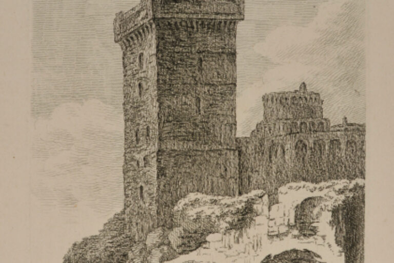 RUINS OF A CASTLE WITH A SQUARE TOWER