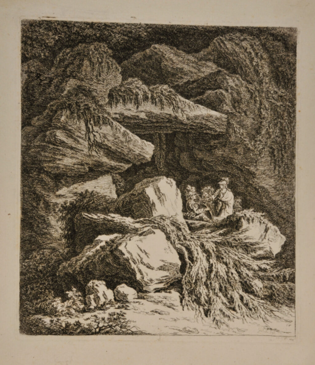 Cave in the Rocks, with Four Figures