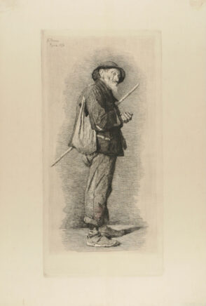 Italian Beggar Standing with Knapsack on His Back