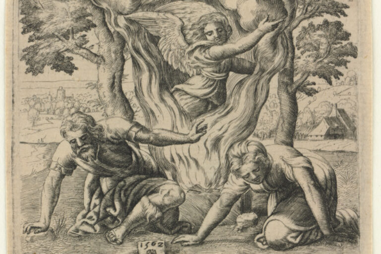 ANGEL DEPARTS FROM MANOAH IN THE ALTAR FLAME