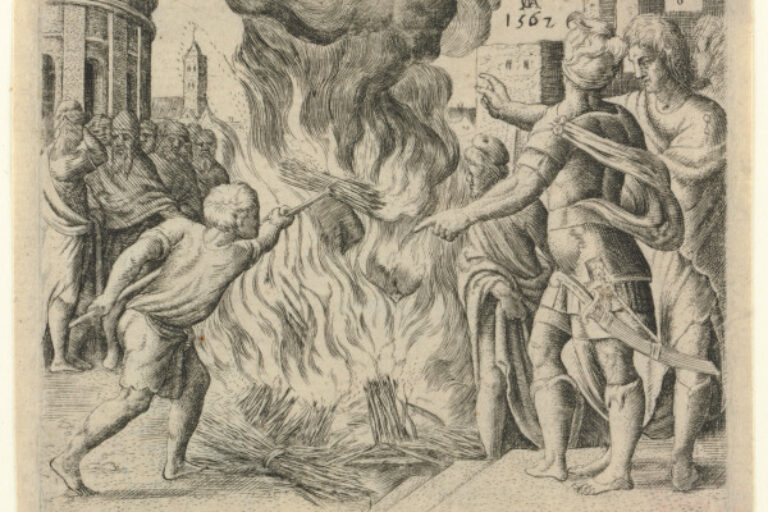 THE PHILISTINES BUILDING A BONFIRE