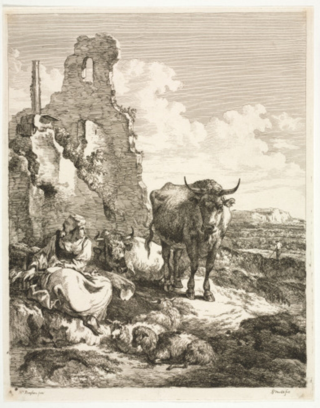 Landscape with Woman and Cow - Image 1