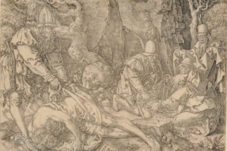 THE ROBBERS ATTACKING THE TRAVELER