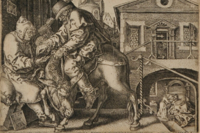 THE GOOD SAMARITAN PAYING THE INNKEEPER FOR THE CARE OF THE WOUNDED MAN