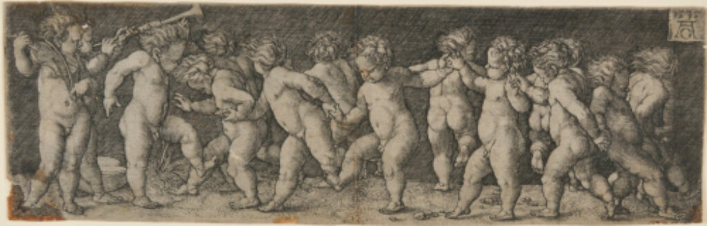Fifteen Nude Children Dancing