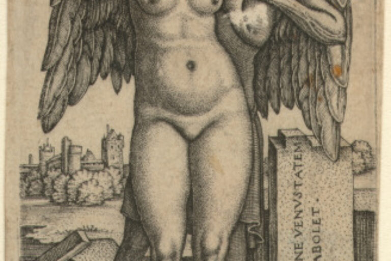 DEATH AND THE NUDE WOMAN STANDING