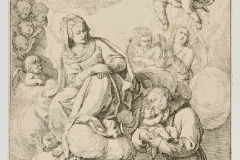 THE VIRGIN IN THE CLOUDS WITH ST. BERNARD HOLDING THE CHRIST CHILD