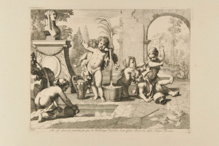 PUTTI AROUND A POTTED PALM