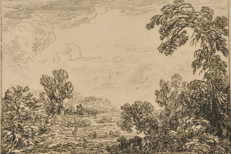 LANDSCAPE WITH BUILDING ON HILL IN DISTANCE