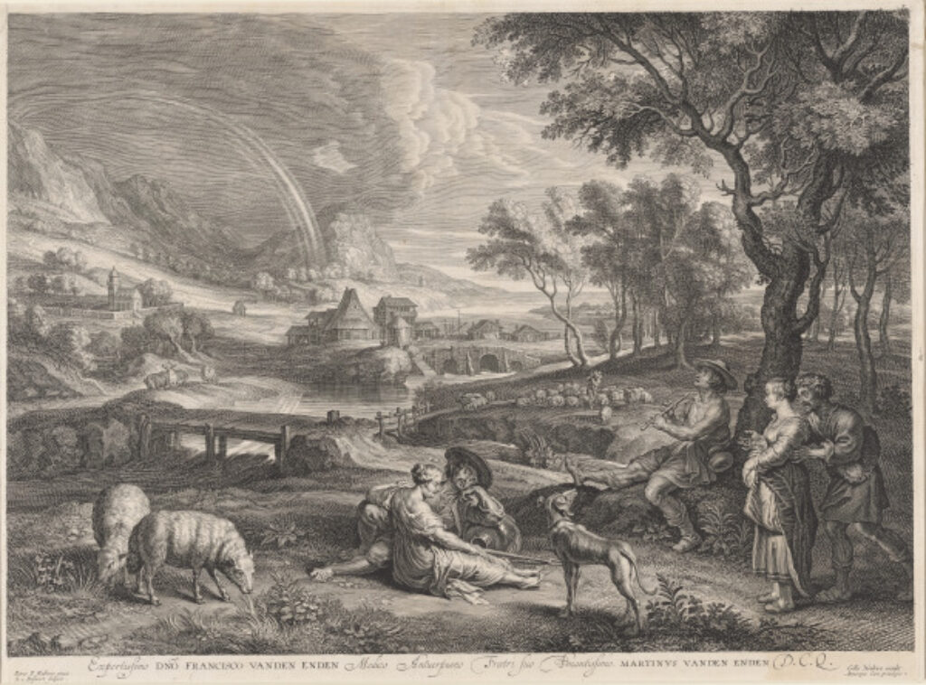 Landscape with Rainbow, Shepherds and Shepherdesses in Foreground