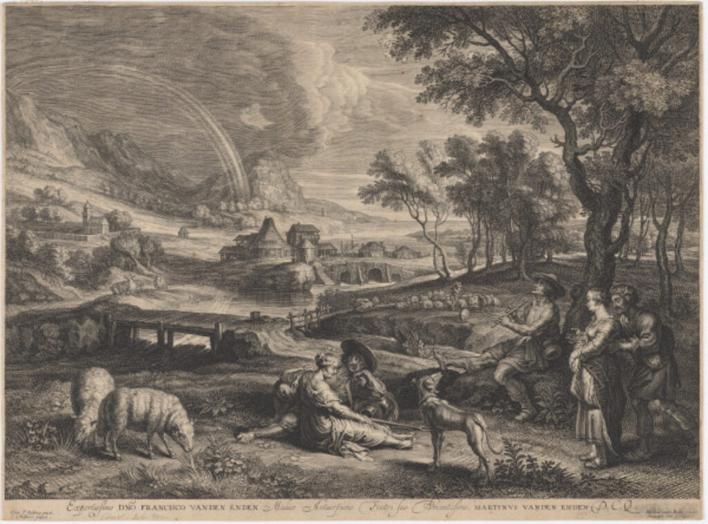 Landscape with Rainbow, Shepherds and Shepherdesses in Foreground