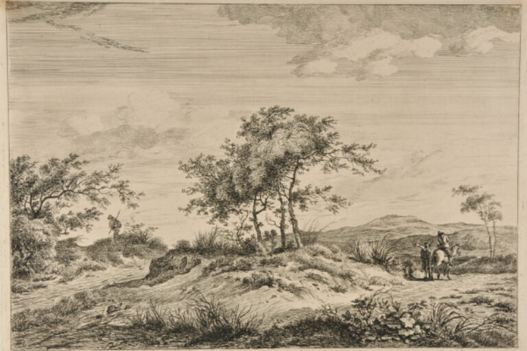 LANDSCAPE WITH MAN ON HORSEBACK AND TWO OTHER MEN